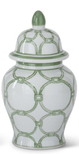 # Green & White Ceramic Ginger Jar, Size Options