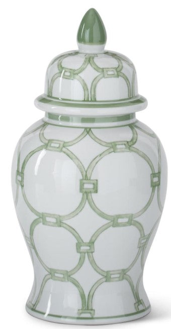 # Green & White Ceramic Ginger Jar, Size Options