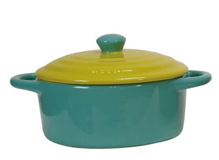 Pre Order Stoneware Two-Tone Baker with Lid, 4 Color Options