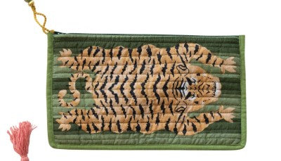 Cotton Voile Printed Zip Pouch with Interior Coating, Color Options