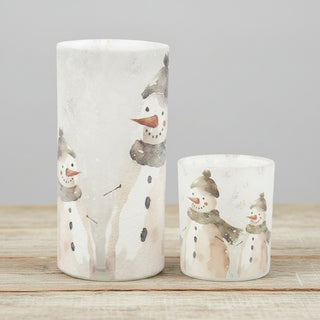 Set of 2 Snowman Glass Jars