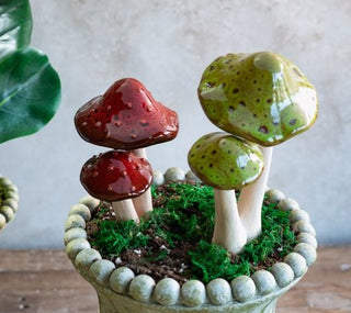 Ceramic Double Mushroom Stake, 2 Color Options