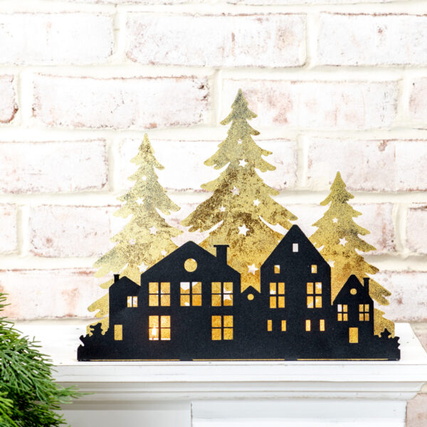 11.8" Tree & House Candle Holder