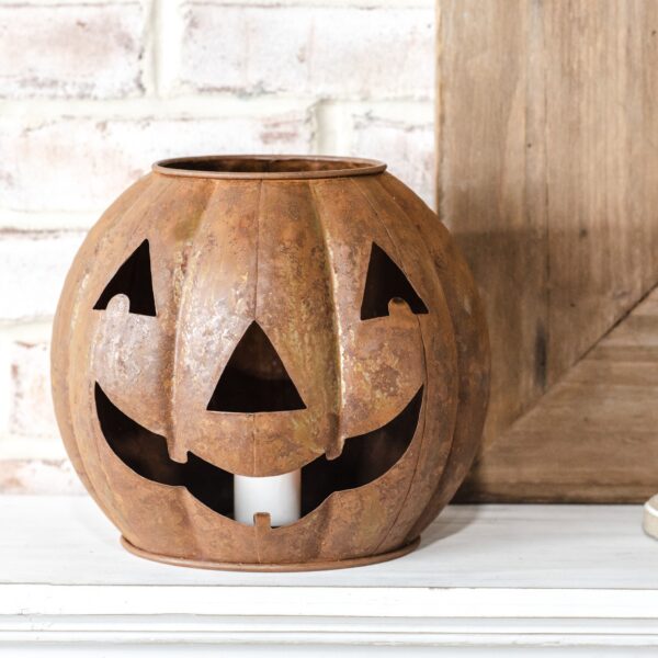 Rustic Jack-O-Lantern Candle Holder, Size Options