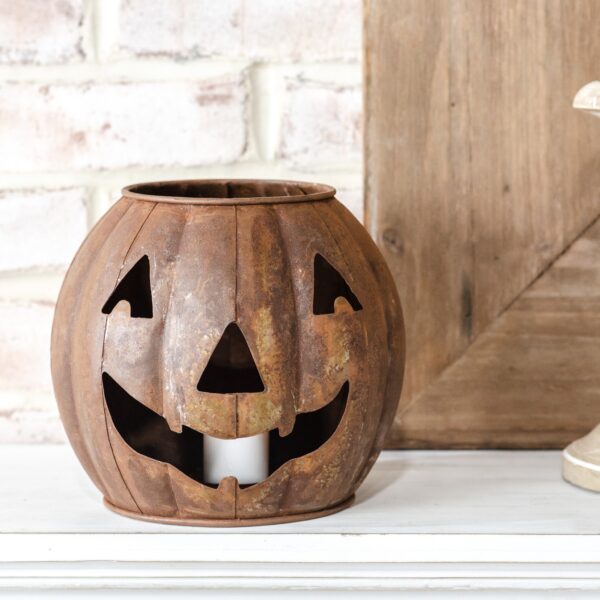 Rustic Jack-O-Lantern Candle Holder, Size Options