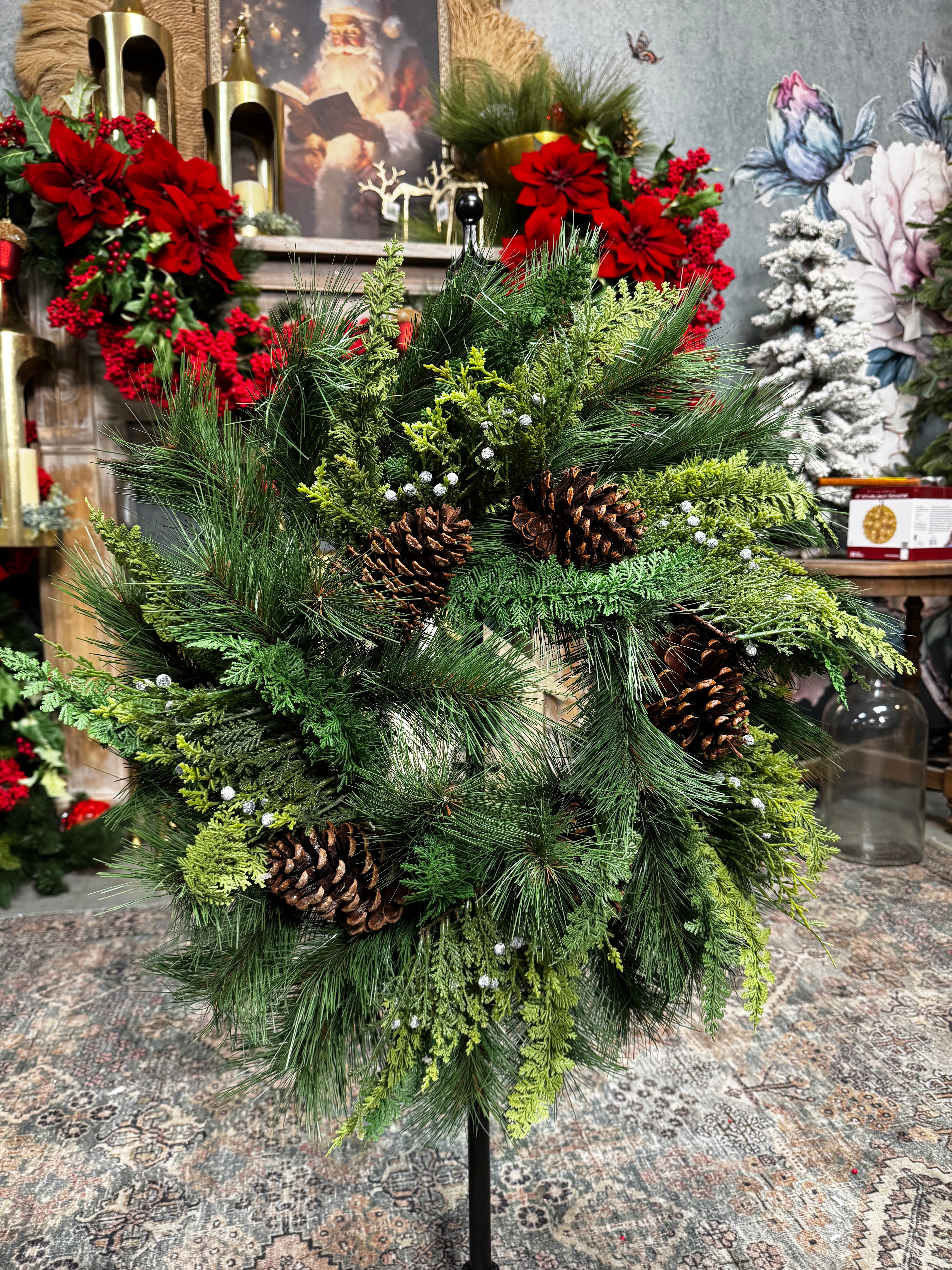 27" Longleaf Pine Wreath with Cones