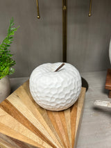 Ceramic Apple Figurine with Stem, Hammered Design