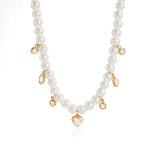 Ashley Pearl Charm Necklace