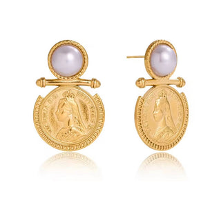 Amanda Pearl Coin Earrings