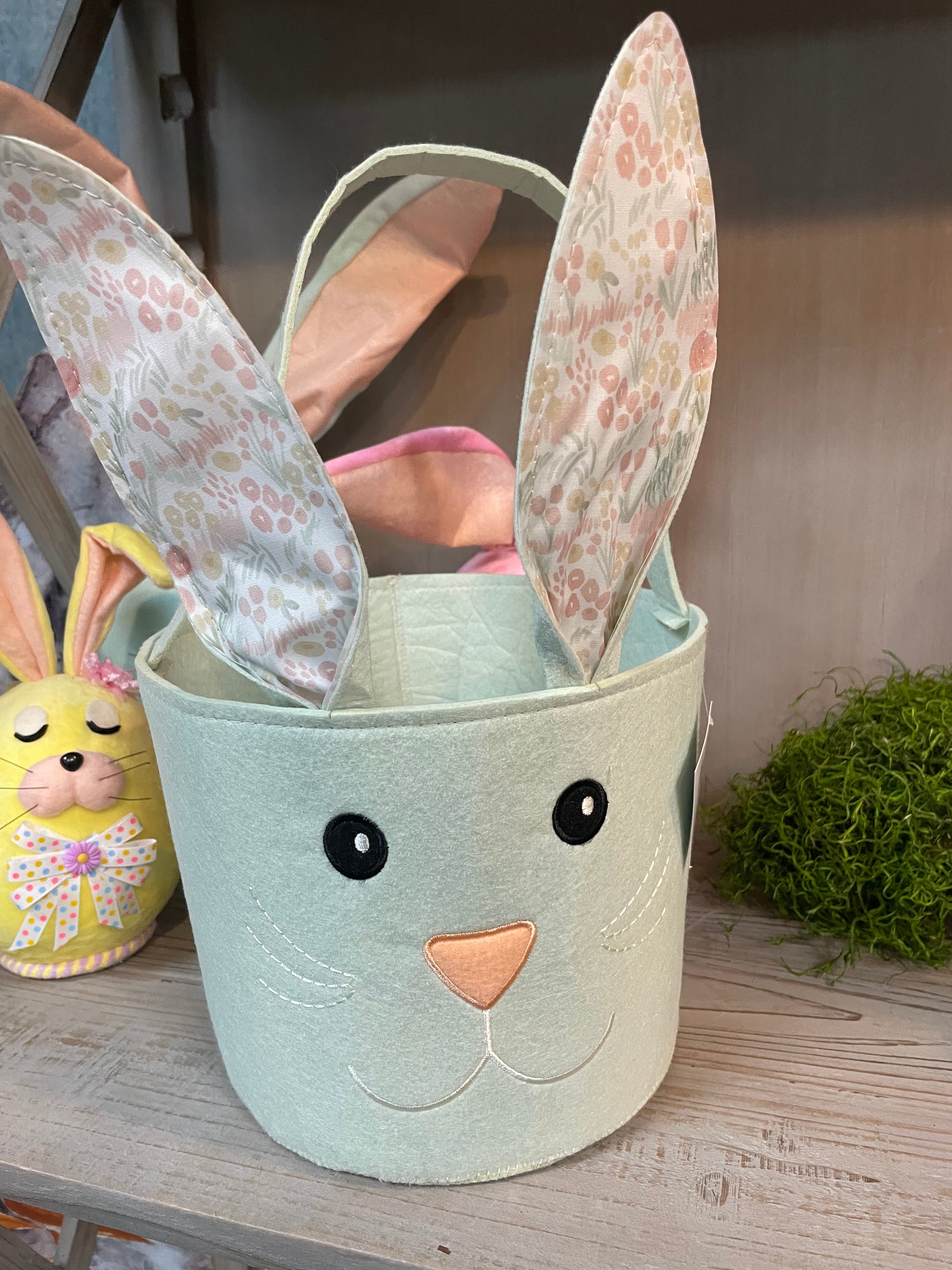 Easter Bunny Cloth Bag with Floral Stand Up Ears, Color Options