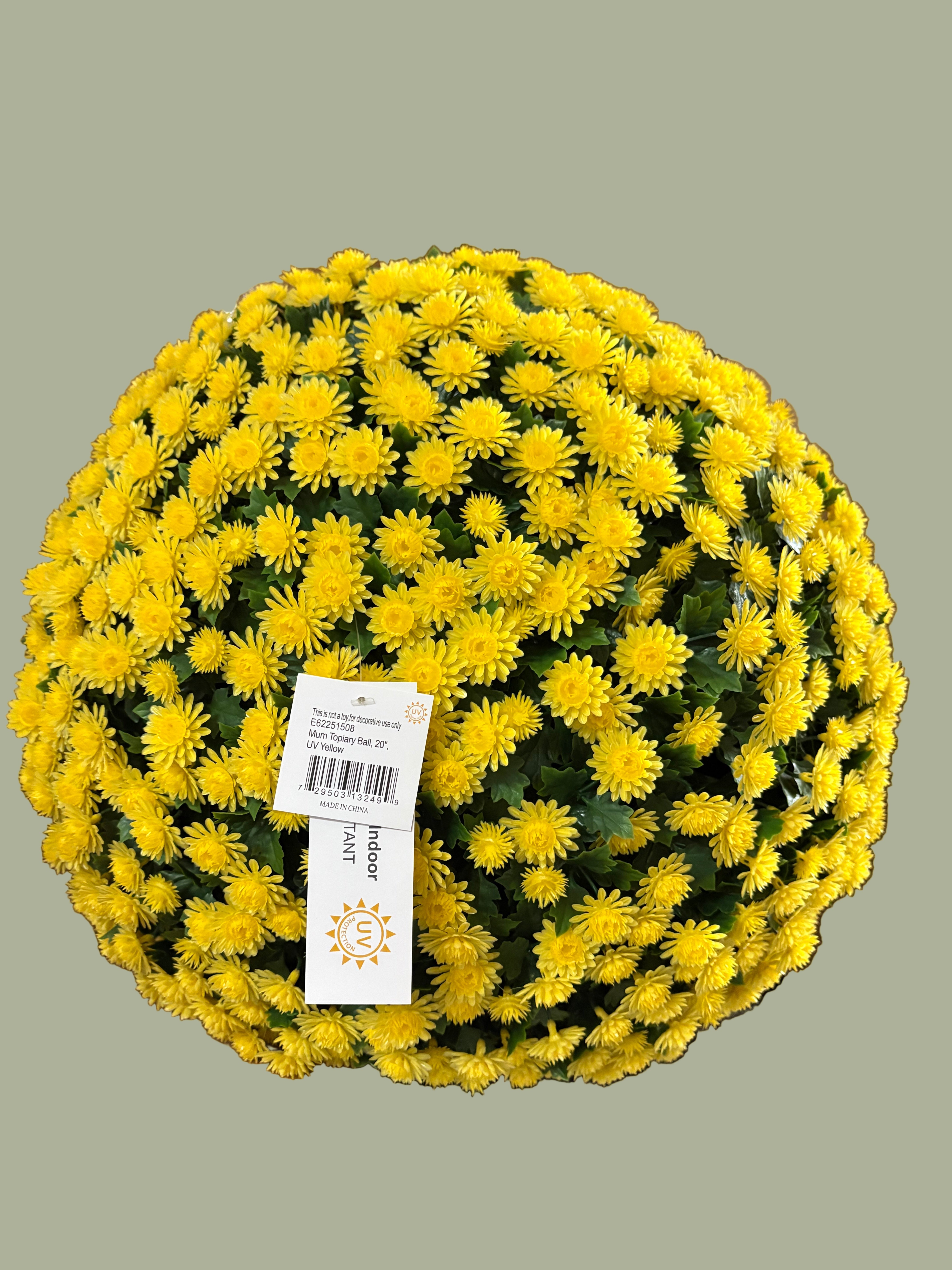 Yellow Mum Topiary Ball UV protected, 2 Size & Color Options