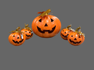 Set of 5 Orange Jack-O-Lanterns