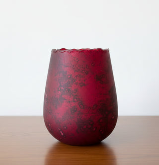 Red Round Glass Votive Holder