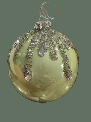 4" Sage Green Sparkle Teardrop Ornament