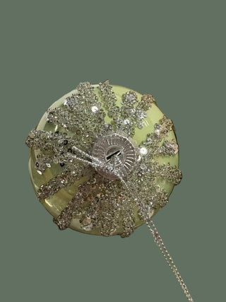 4" Sage Green Sparkle Teardrop Ornament
