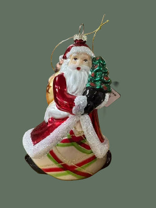 Glass Santa with Tree Ornament