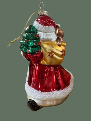Glass Santa with Tree Ornament