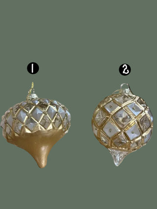 3" Diamond Pattern Ornament w/ Bead Detail, 2 Style Options