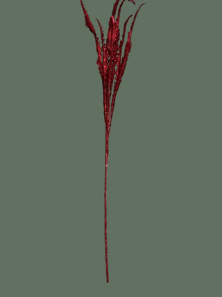 Red Glitter Fern Branch 47"L