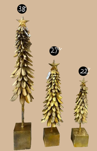 Metal Leaf Christmas Tree Antique Gold/Copper, 3 Size Options
