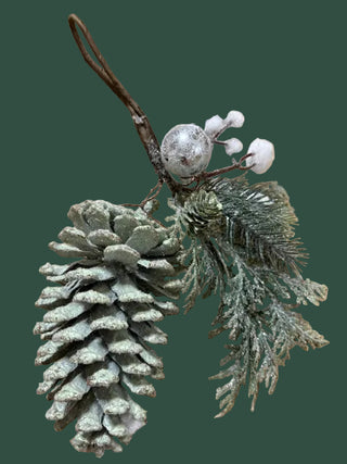 Glitter Pinecone Cedar and Berry Ornament
