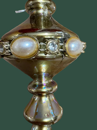 Elegant Glass Finial Ornament w/ Jewel Accent, 2 Style Options