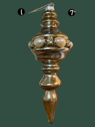 Elegant Glass Finial Ornament w/ Jewel Accent, 2 Style Options