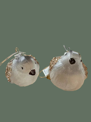 Set of 2 Glass Bird Ornaments