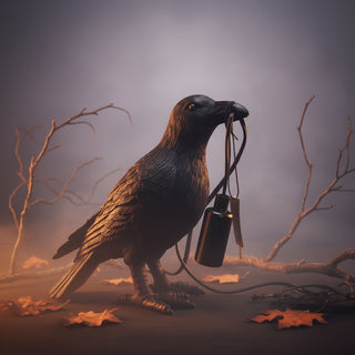 Resin Black Crow Table Lamp with Inline Switch