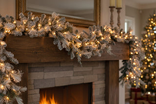 9' Snow King Fir Garland with Lights