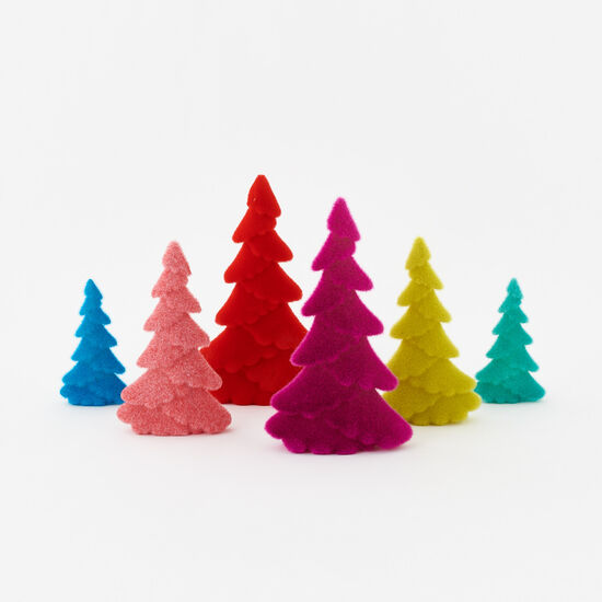 Flocked Tree Small & Medium, Color and Size Options