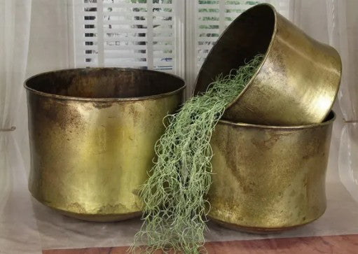 Old Brass Metal Planter, 3 Size Options