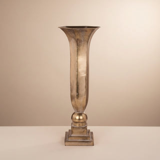 Antique Gold Hexagon Tin Footed Vase