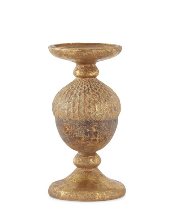 Gold & Bronze Textured Acorn Candleholder, Size Options