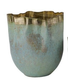 Patina Brass Plant Container, 2 Size Options