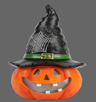 ORANGE PUMPKIN WITH BLACK HAT WITH LCD EYES