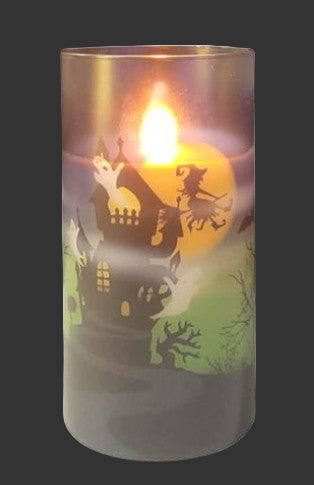 GLASS HALLOWEEN WAX LED CANDLE