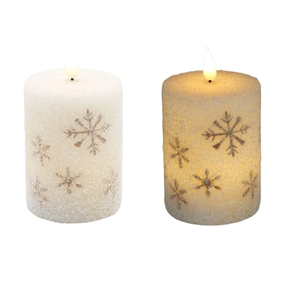 Golden Snowflake LED Candle, Size Options