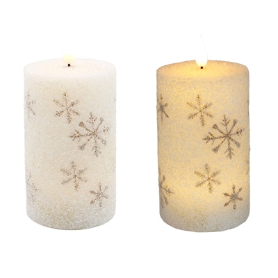 Golden Snowflake LED Candle, Size Options