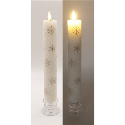 Thick Gold Snowflake Taper Candle, Size Options