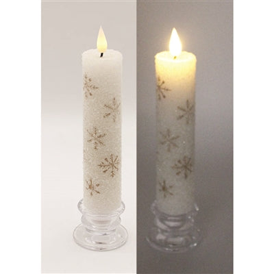 Thick Gold Snowflake Taper Candle, Size Options