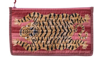 Cotton Voile Printed Zip Pouch with Interior Coating, Color Options