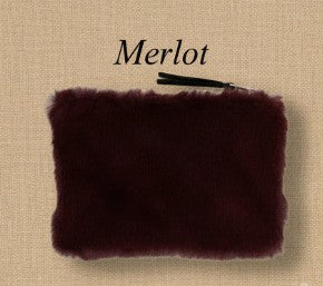 Faux Fur Fabric Zip Pouch, 4 Color Options