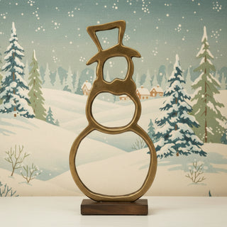 Pre Order Gold Metal Snowman on Stand