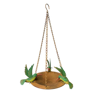 Metal Three Hummingbirds Rustic Hanging Bird Feeder