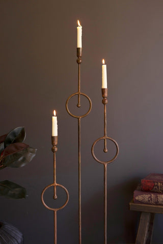 Pre Order Set of 3 Taper Candle Holder w/ Circle Detail