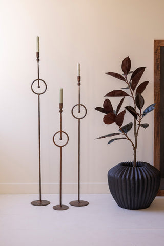 Pre Order Set of 3 Taper Candle Holder w/ Circle Detail