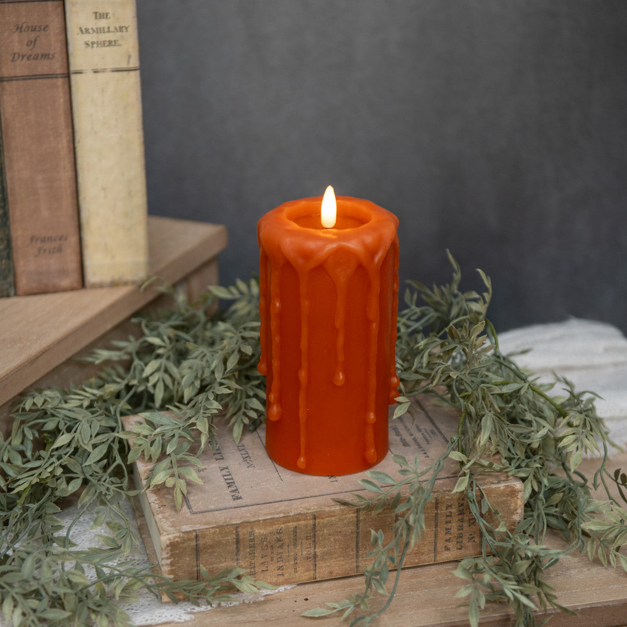 Orange 3D Flame Pillar Candle, Size Options