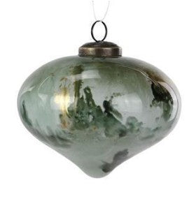 Sage Green Marbled Glass Ornament, 2 Style Options