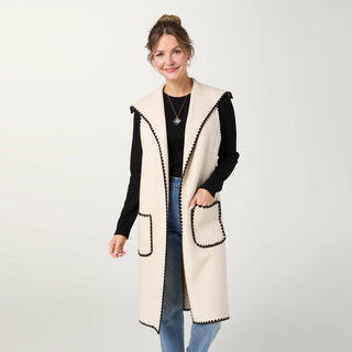 Pre Order (Sept) Heavenly Luxe Long Vest w/ Contrast Trim
